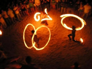 Fire dancers show cancun