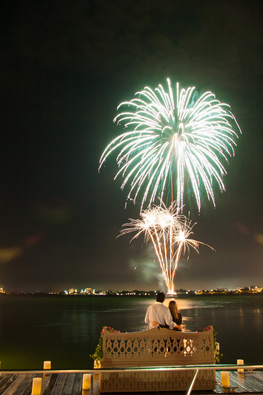 Cancun Wedding fireworks 